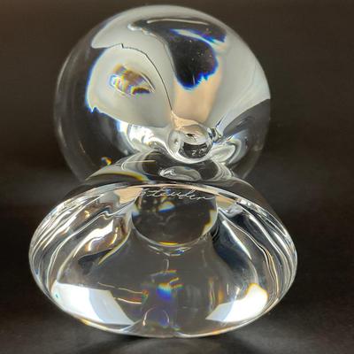 Sale Photo Thumbnail #838: This Steuben Owl Crystal Sculpture is made by Donald Pollard
Measurements:
5” in height, 3” in width, 2.5” in depth