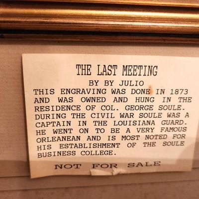 Lot #193 Original "The Last Meeting" Engraving - 1873 - Nicely Framed - from estate of George Soule