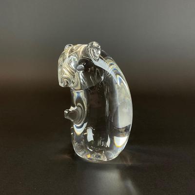 Sale Photo Thumbnail #839: A art glass chipmunk named “madigan” sculpture. Signed to its underside.
Measurements:
5.5” in height, 2.75” in width. 3.5” in depth