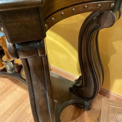 Wood and glass top sofa table only
