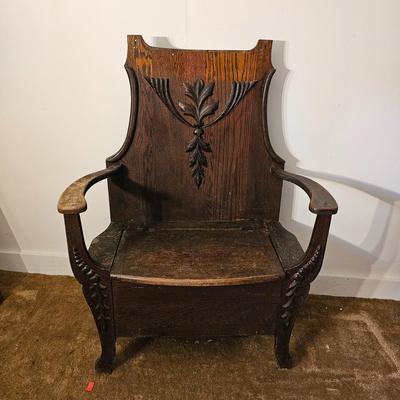 Vintage Hall Tree Storage Seat w/Mirror. (G6-JS)