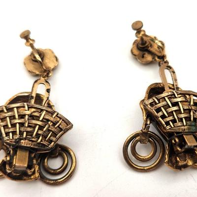 Lot #200 Vintage Mid Century Screwback Nubian Head earrings - SCARCE