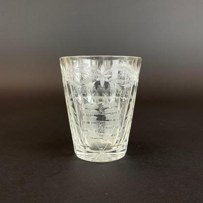 Sale Photo Thumbnail #929: One glass has 2 small chips and one has a flea bites. Please refer to photos.
Glasses are slightly yellow tinted.
Measurements:
3.75” in height, 3” in diameter