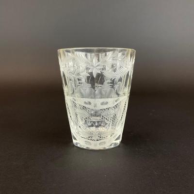 Sale Photo Thumbnail #927: One glass has 2 small chips and one has a flea bites. Please refer to photos.
Glasses are slightly yellow tinted.
Measurements:
3.75” in height, 3” in diameter