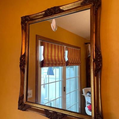 2 Cream fabric chairs with mirror