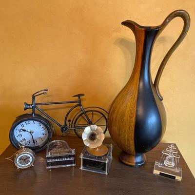 Tall vase with bike clock and more