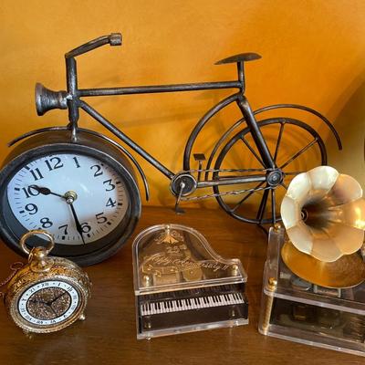 Tall vase with bike clock and more