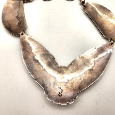 Lot #206 Sterling Silver/Turquiose Necklace by Navajo Artist Thomas Singer (1940-2014) - also Earrings