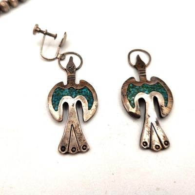 Lot #206 Sterling Silver/Turquiose Necklace by Navajo Artist Thomas Singer (1940-2014) - also Earrings