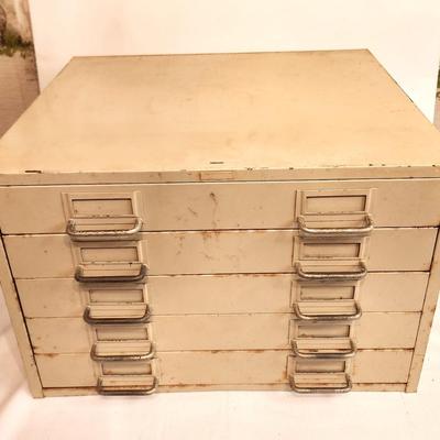 Lot #208 Table Top Metal Cabinet - 5 drawers