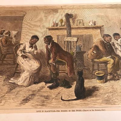 Lot #209 Harper's Weekly 1878 Hand Colored Print - "New Year's Day in Blackville - The Twins Receive" - set of 3