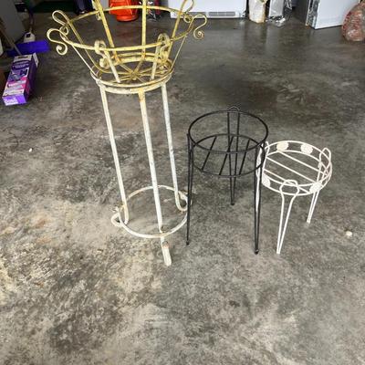 Lot of Three Metal Plant Stands (G)