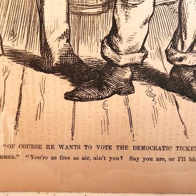 Lot #212 Black Memorabilia - Harper's Weekly Oct. 1876 Reconstruction - "Of Course he Votes Democrat!"