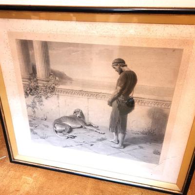 Lot #214 Antique Engraving - "Ulysses and Argus" - painted in 1885.