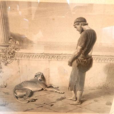 Lot #214 Antique Engraving - "Ulysses and Argus" - painted in 1885.