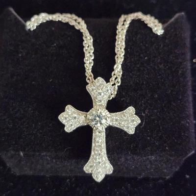 3 D Inlaid Cross Necklace