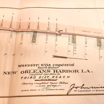 Lot #216 New Orleans Harbor, 4th District 1892 - Showing Complete Spur Dikes