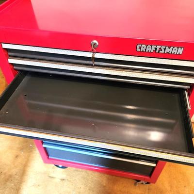Lot #223 Craftsman Standing Tool Box with key - 9 Drawers - on wheels