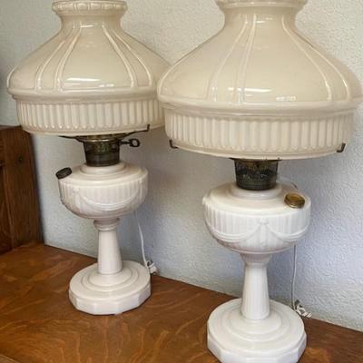 Two Vintage Aladdin Lincoln Drape Lamps