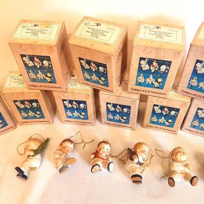Lot #226 Lot of 10 Boxed "Babies Out to Dry" Ornaments - so cute