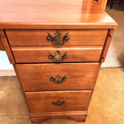 Lot #228 Vintage Student Knee Hole Desk - 3 drawers