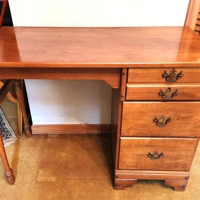 Lot #228 Vintage Student Knee Hole Desk - 3 drawers