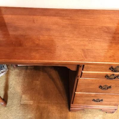 Lot #228 Vintage Student Knee Hole Desk - 3 drawers