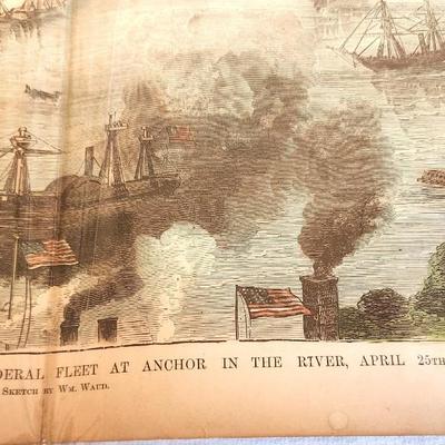 Lot #229 Panoramic View of the New Orleans - Federal Fleet in River - 1862