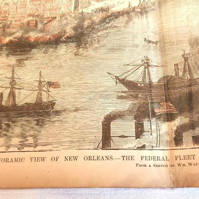 Lot #229 Panoramic View of the New Orleans - Federal Fleet in River - 1862