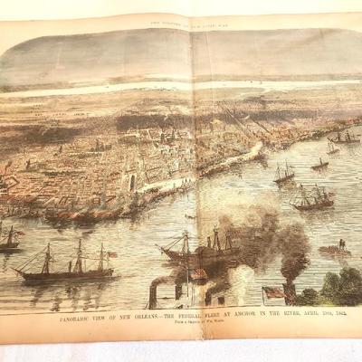Lot #229 Panoramic View of the New Orleans - Federal Fleet in River - 1862
