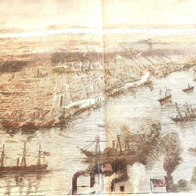 Lot #229 Panoramic View of the New Orleans - Federal Fleet in River - 1862