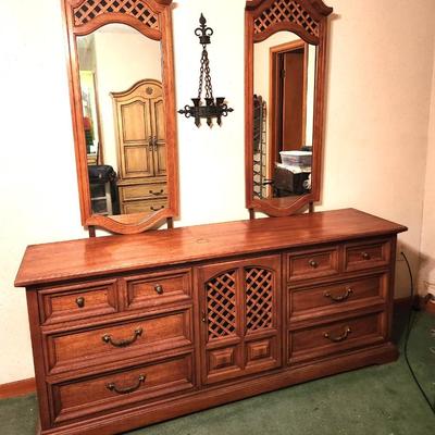 Lot #230 1970's Bedroom Dresser - double mirror - Unbranded