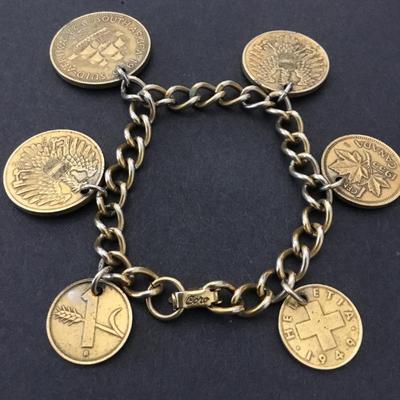 Vintage Coro, coin, charm bracelet