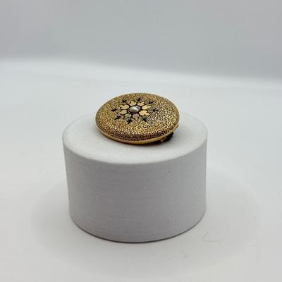 LOT 36: Antique Victorian 14k Gold Black Enamel Brooch/Pendant w/ Pearl Center (5.86gtw)