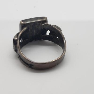 LOT 48: Native American 925 & Turquoise Ring Size 5.5-3.9gtw