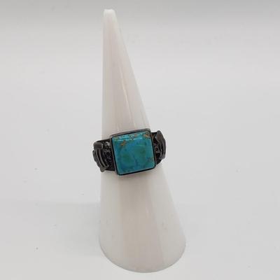 LOT 48: Native American 925 & Turquoise Ring Size 5.5-3.9gtw