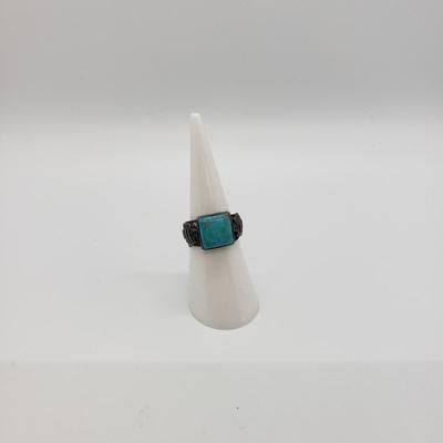 LOT 48: Native American 925 & Turquoise Ring Size 5.5-3.9gtw