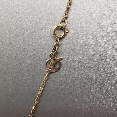 LOT 52: 14k Antique Black Czech Glass Pendant/Brooch & 12kGF 24" Long Chain