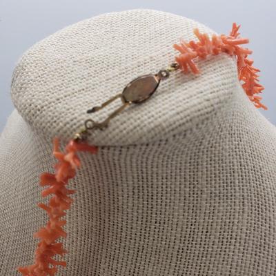 LOT 53: Branch Coral 24" Long Necklace & Pair of Coral Post Earrings