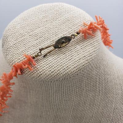 LOT 53: Branch Coral 24" Long Necklace & Pair of Coral Post Earrings