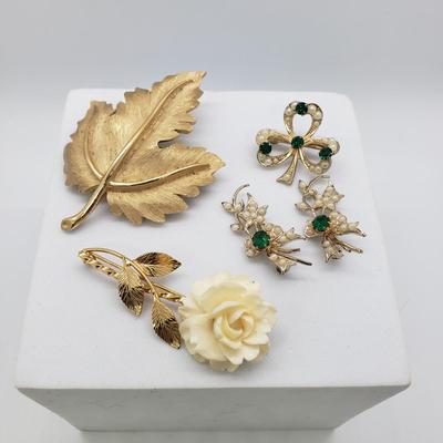 LOT 55: Assorted Brooches; 12k GF Burt Cassell, Crown Trifari, Coro