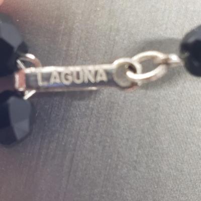 LOT 56: Vintage Black Glass Bead Necklace by Laguna, Antique Victorian Mourning Bracelet with 1/10 12 GF Clasps, Vintage velvet Choker...