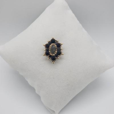 LOT 57: Antique 14k Collar Pin with Black Gems 2g