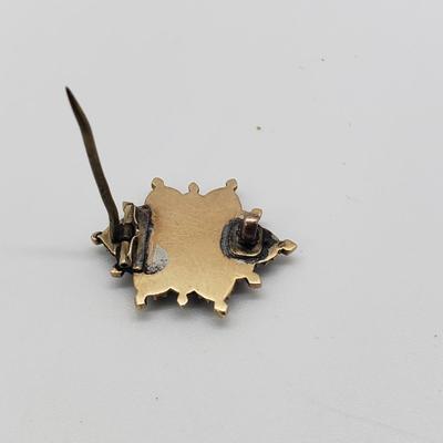 LOT 57: Antique 14k Collar Pin with Black Gems 2g