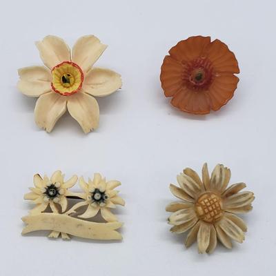 LOT 59: Misc. LOT -Reed & Barton Owl Damascene Brooch & mother of pearl earrings, pendants, pins, buttons and more