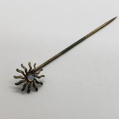 LOT 60: Collection of Stick Pins; Glass Cameo, Enamel Butterfly & More