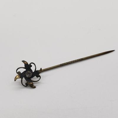 LOT 60: Collection of Stick Pins; Glass Cameo, Enamel Butterfly & More
