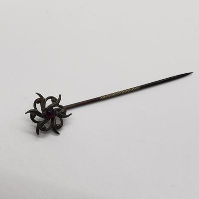 LOT 60: Collection of Stick Pins; Glass Cameo, Enamel Butterfly & More