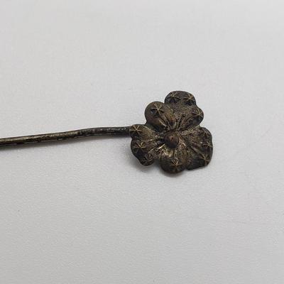 LOT 60: Collection of Stick Pins; Glass Cameo, Enamel Butterfly & More