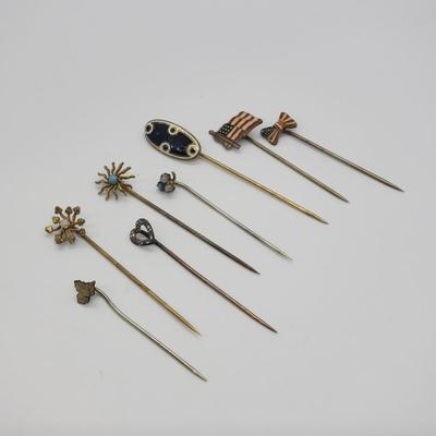 LOT 61: Collection of Antique Enameled Stick Pins & Others